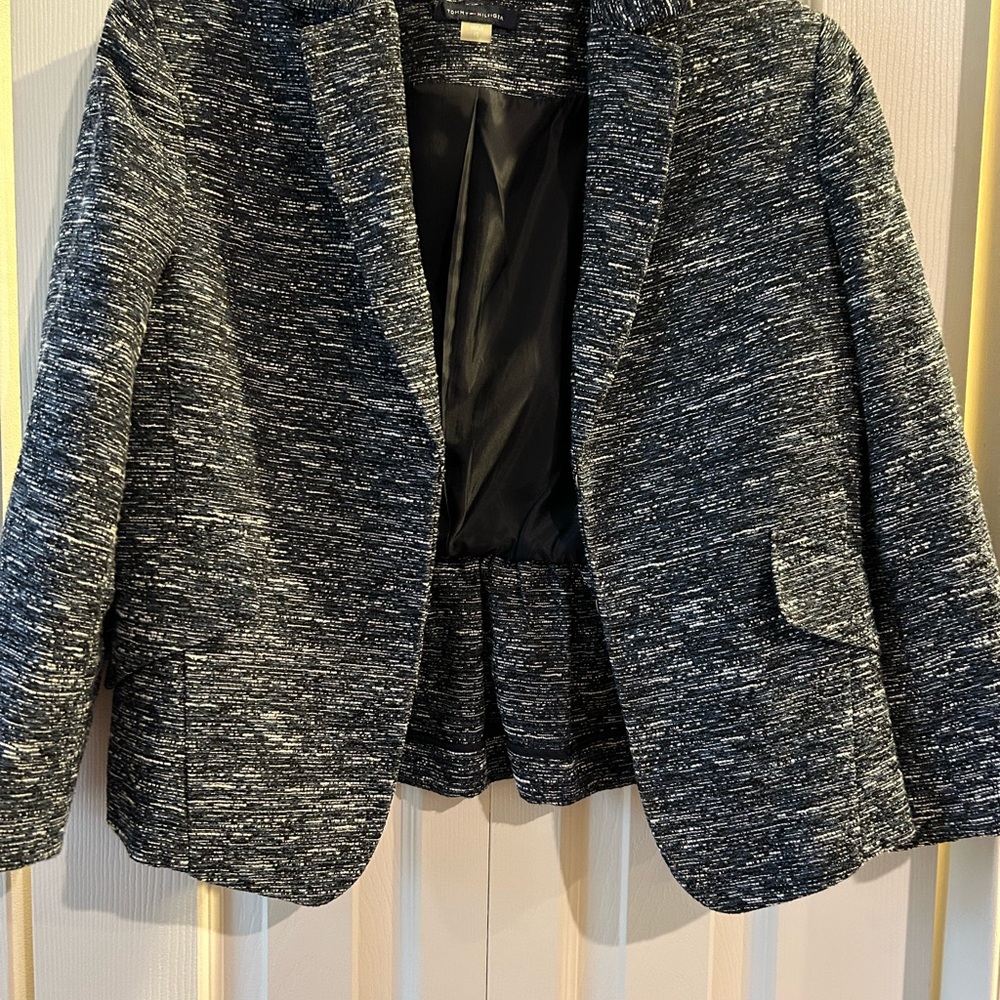 Tommy Hilfiger Blue and White Textured Blazer
